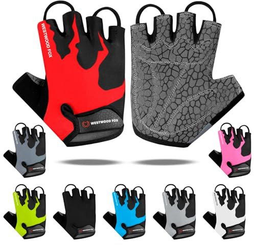 Guantes de ciclismo medio dedo unisex empuñaduras acolchadas palma bicicleta verano montar MTB guantes de bicicleta para hombres mujeres antideslizantes sin dedos corto paseo en bicicleta de montaña