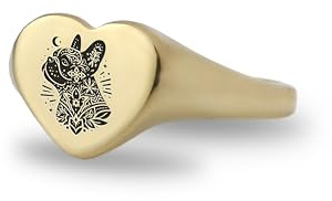 Gravierte Französische Bulldogge Ring - Benutzerdefinierte Hund Ring - Personalisierte Hund Ring - Heart Shaped Ring - Cute Ring