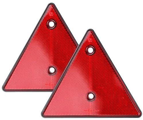 CXTM Anhänger Reflektor Dreiecke, 2 Pack, Standard Reflektor für Anhänger hinten, Dreieck Rückstrahler rechts Links, Rücklicht Hänger Dreieck Lochabstand, e-geprüft (RED)