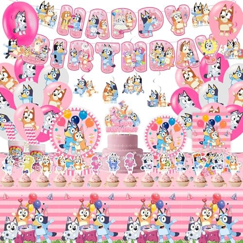 BLP Yumcute 99 Pcs Party Supplies Set, Birthday Party Paper Plates, Cups, Napkins, Tablecloths Kids Decorations for 20 Guests