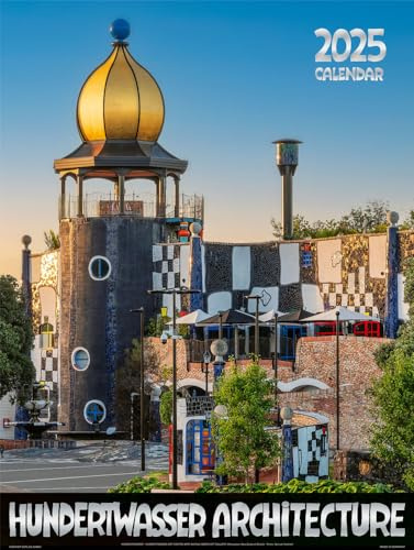 Großer Hundertwasser Architektur Kalender 2025 - Wörner Verlag - Wandkalender mit bezaubernden Werken des Kunstlers Friedensreich Hundertwasser - 65 cm x 49 cm
