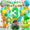 Dino Geburtstag Deko Set, Dinosaurier Geburtstagsdeko 3 jahre Junge mit 3D XXL Dino Luftballon, Happy Birthday Girlande, Dino Party Folienballon Grün Dschungel Deko für Dino Deko Kindergeburtstag
