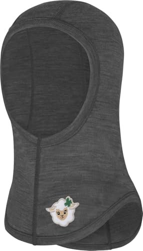 normani Baby Woll Sturmhaube Thermo Balasclava Schlupfmütze aus Wolle Wintermütze Skihaube Unterziehmütze Sturmmaske aus 100% Merinowolle von 0 bis 8 Jahre Farbe Anthrazit Größe 80/92