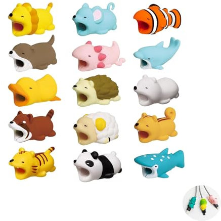 Cable Protector,Pack of 15 Animal Cable Protectors,Charger Protector Cable Silicone Protector,Animal Design Cable Accessories,Protect Charging Cable,Charging Cable for Most Mobile Phones