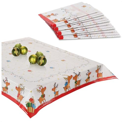 com-four® 12x Tischdecke mit Weihnachtsmotiv, Tischtuch abwischbar ca. 80 | weihnachtliches Mitteldecken-Set - festliche Tafelwäsche für Adventskranz - Pyramide - Gastro