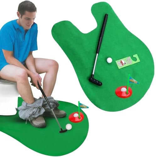 Funny Gifts for Men Dad from Daughter Son, Toilet Golf Game Set - Practice Mini Golf in Any Restroom/Bathroom - Funny Gag Gifts for Men and Golf Enthusiasts, Unique Joke Gifts for Him