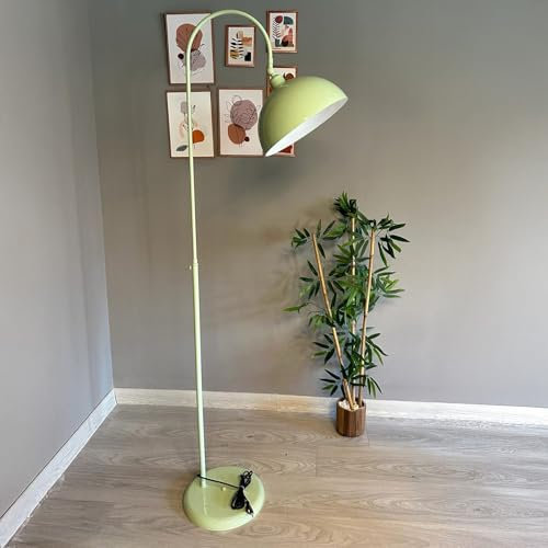 bamyum Gorkiede Metall, Moderne, Stehlampe Wohnzimmer, Schlafzimmer, Kinderzimmer mit E27 Fassung, 30 cm Breit, verstellbarer Lampenschirm, Stehleuchte, Minzgrün
