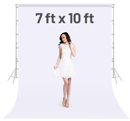 Photo Backdrop Curtains, White Backdrop for Photoshoot 7X 10 FT, Large White Background for Photography Photo Booth Backdrop for Photoshoot Background Screen Video Recording Parties Curtain