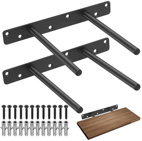 2 Stück Schwebende Regalhalterung Unsichtbare Regalträger, Tablarträger Verdeckte Schwebende Regalhalterungen, Regal Halterung Wandregalhalter für Schweberegale Dekoration(Schwarz, 150 mm)