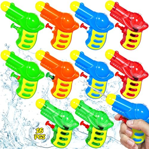 SaiXuan Wasserpistole Set 10 Stück – Bunte Mini Wasserpistolen für Kinder, Kleine Spritzpistole Spielzeug für Sommer, Garten, Strand & Pool – Wasserspielzeug für Jungen & Mädchen （4 Farben）
