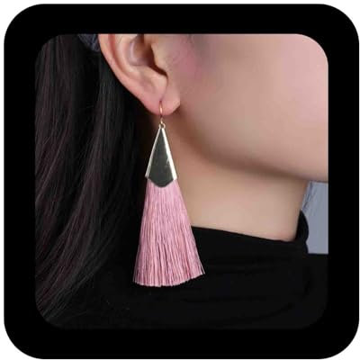 Enautoabs Boucles D'oreilles Pendantes À Pompons Roses Boucles D'oreilles À Pompons Longues Boucles D'oreilles À Franges Pour Les Vacances Boucles D'oreilles Pendantes Pour Femmes