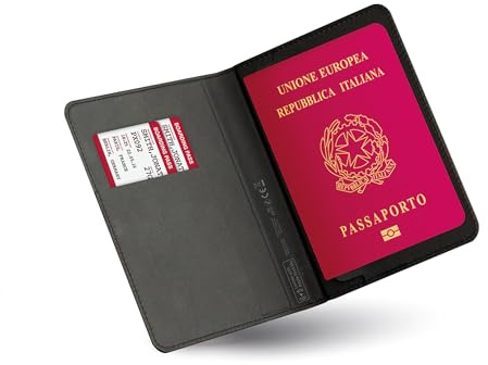 SlimTrack Cover Passaporto Smart con Apple Find My, Ricarica Wireless, Pelle PU Premium, Design Ultra Sottile, Protezione RFID