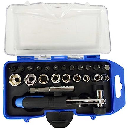 HOMSFOU 23Pièces Jeu Tournevis à Cliquet Douilles Manuelles Ensemble Outils de Réparation Ergonomique pour Appareils Ménagers Automobiles