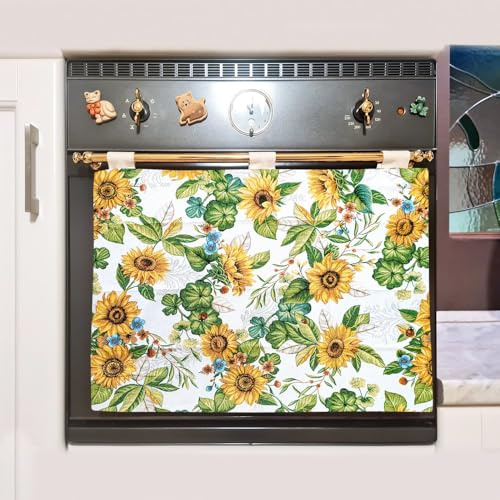 MAGIE DI CASA Copri Forno e fornelli Cucina Stoffa Copriforno Cucina Universale in Tessuto gobeline - Copriforno Primavera - Made in Italy (Girasole)