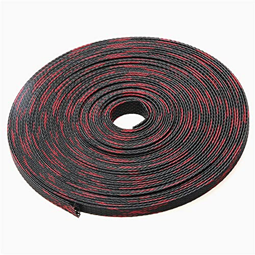 Fymlok Guaine per Cavi,Guaina Cavi 50m Red &Ampblack Manicotti for Cavi Isolamento Manicotto Intrecciato 4-25mm 8 Taglie Tight Pet Spiral Wrapping Wire Gland Cables Kit(8mm)