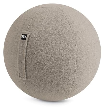 mokebo ergonomischer Sitzball 'Der Runde' mit Pumpe, Pezziball, Yogaball oder Gymnastikball mit Teddybezug, 65cm Breite, Bürostuhl Alternative für Zuhause & Büro in Taupe