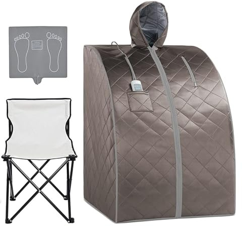 Saunazelt, Persönliche Infrarot-Sauna for zu Hause, tragbares Sauna-Spa-Zelt mit Hut, verbessertes Stuhl-Heiz-Fußpolster for Entspannung, Entgiftung, Heim-Spa(Dark Gray)