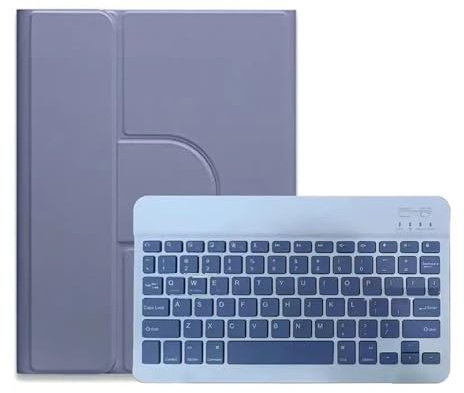 YSJX RGB-Tastatur-Schutzhülle mit 360°-Drehung, Tablet-Lederhülle passend for iPad Pro 2018–22 (11 Zoll)(Keyboard+Deep Purple)