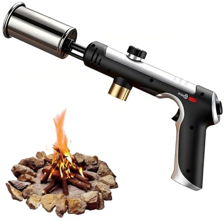 Propane Torch Gun Flamethrower, Flame Thrower Gun for Weeds, Blow Torch with Adjustable Flame for Lighting Wood Stoves, Searing Steaks, and Starting Fire Pits, Flame Tool