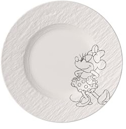 Villeroy & Boch Manufacture Rock blanc – Mickey Mouse – Frühstücks-/ Dessertteller, weiß, spülmaschinenfest & mikrowellensicher, Schieferoptik mit Disney Mickey Mouse Kreidedekor, Premium Porzellan