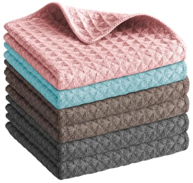 Guttiuaa 6 Pcs Barista Cloth, 30x30 cm Reusable Washable Thicken Soft Microfiber Dish Cleaning Cloths, Coffee Machine Accessories