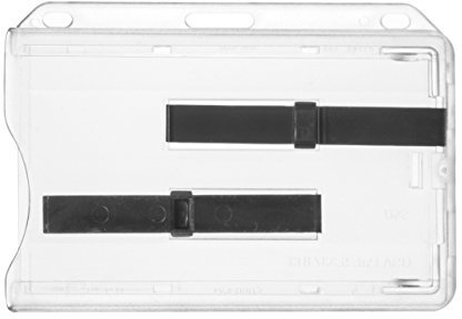 Porte-badge d’identité en polycarbonate pour deux cartes et deux glissières noir