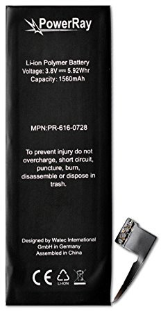 PowerRay Akku Batterie Battery PR-616-0728 für Apple iPhone 5S 1560 mAh Bulk 3,8V