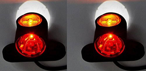 2 x rosso arancione laterale luci LED bianco contorno lampade camion rimorchio telaio per