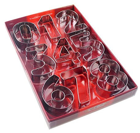 Selecto Bake Lot de 9 emporte-pièces en forme de grands chiffres en acier inoxydable 7,6 cm