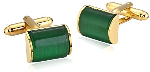 Beglie Herren Edelstahl Manschettenknöpfe Sturz Rechteck Gold Grün 1.5X1.1CM Hemdanzug Manschettenknopf Cufflinks