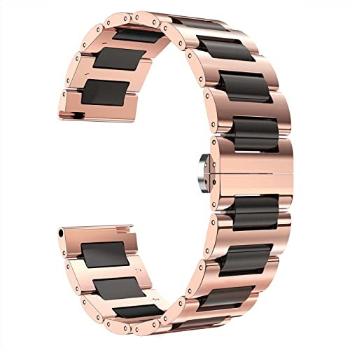 BINLUN Ersatz Armband Edelstahl Keramik Armband Poliert 12mm /14mm /18mm /20mm /22mm mit Butterfly Schnalle