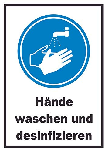 HB-Druck Hände waschen und desinfizieren Schild A5 (148x210mm)