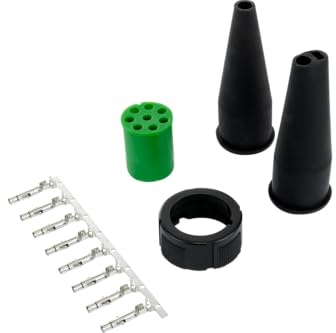 ASPÖCK Connecteur à baïonnette 8 Broches Vert Droit 12V kit Complet avec Joint Broches Chape et écrou pièce de Remplacement de Faisceau déclairage pour remorque Utilitaire