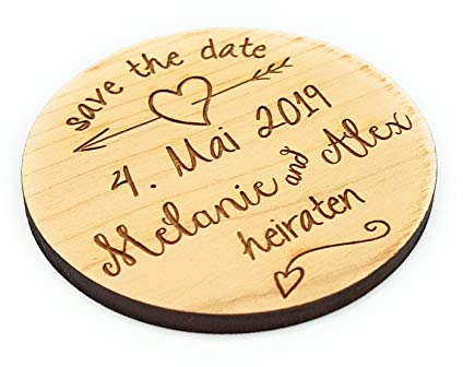 Wedding Save the Date Magnets, Personalized Wooden Magnets, Set of 5 pc