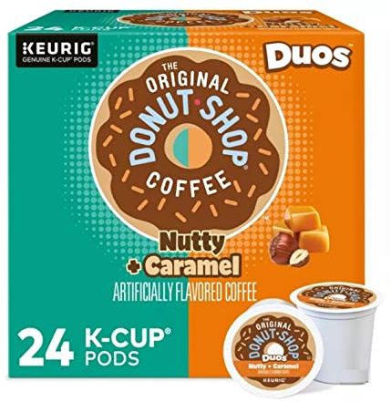 The Original Donut Shop Coffee 24 K Cups Count Pods Capsules (FLAVORS) Light/Medium/Bold Roast Flavored Premium Coffee For Keurig Machine (24 K-Cups Original Donut Shop Nutty Caramel)