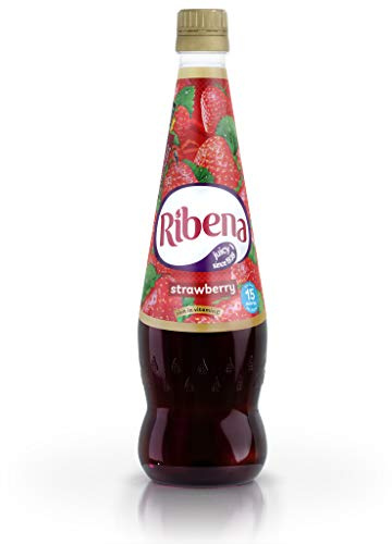 Ribena Strawberry Concentrate Cordial, 12 flaconi da 850 ml, contiene vero succo di frutta, senza coloranti o aromi artificiali, diluire con acqua, realizzato con fragole britanniche.