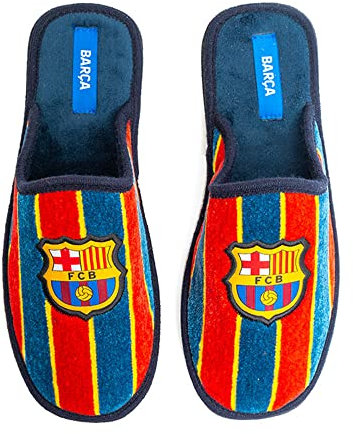 MARPEN SLIPPERS, Offizielle FC Barcelona Fußball Winter Hausschuhe mit flexibler Sohle Unisex für Herren oder Damen, Trikolore Offene, Größe 37