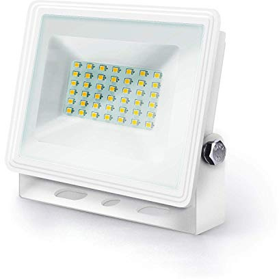 30 Watt Neutralweiß LED SMD Fluter Strahler Flutlicht Scheinwerfer Wandstrahler Außenstrahler Extra Flach Weißer Rahmen IP65