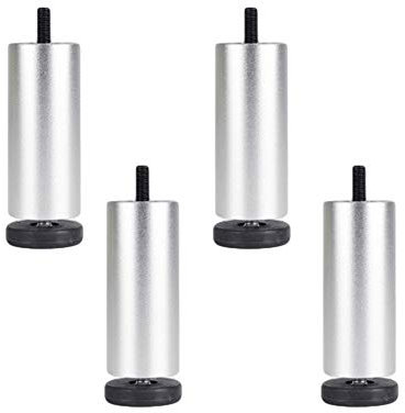 WSZGRJDM 4 Stück Möbelfüße, Aluminiumlegierung Sofafüße, Höhenversteller, Schrankstützbeine, Gewinde-M8-Gewinde (Gold/Schwarz/Silber) (Silber) (8 cm)