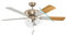 EGLO Deckenventilator LAS PALMAS, 5 Flügel Ventilator mit Licht, Zugkette, Wendeflügel aus Holz in Silber oder Eiche, Gehäuse aus Stahl in Silber, Sommer Winter Betrieb, Ø 132cm