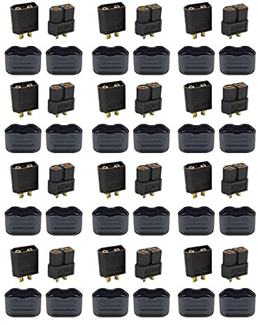 HUAZIZ 12Paar XT60 Batterie Anschlüsse, XT60 Männlich Weiblich Stecker Buchse, XT60H Mantelgehäuse Stecker für RC-Modell und mehr (12 Stück XT60H Stecker + 12 Stück XT60H Buchse+24 Stück XT60H Sheath)