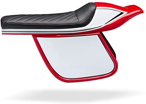C-Racer Universal Flachsitz, mit seitlichen Nummernschildern, graue Polsterfarbe, quadratische Nähte, gelbe Fadenfarbe PN: SCR5.1