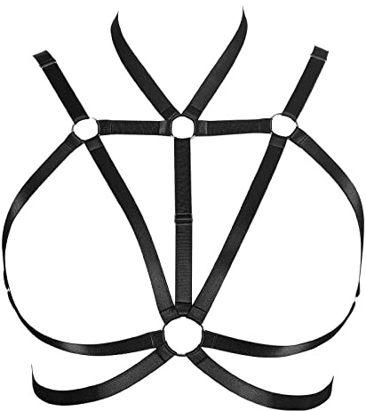 BBOHSS Plus Size Body Harness BH Damenmode Hohl Ohne Körbchen BH Gothic Punk Halloween Weihnachten Karneval Tanzkostüm