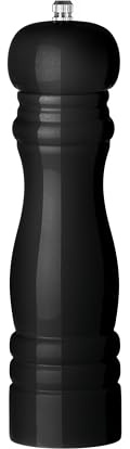 HENDI Pfeffermühle, glänzend, Pfefferstreuer, mit Edelstahl-Mahlwerk, einstellbar, 55x(H)215mm, Holz, Schwarz