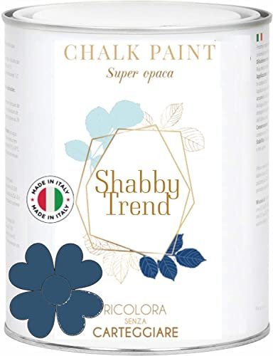 GENERICO SHABBY TREND® CHALK PAINT Pittura Shabby Chic Vintage Mobili Pareti Extra Opaca 120 VARIANTI (500ml, BLU NOTTE)
