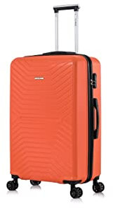 FLYMAX 55x35x20 4 Wheel Super Lightweight Cabin Luggage Suitcase Hand Carry on Flight Travel Bags Approved On Board Fits Flybe Easyjet Ryanair Jet 2 Orange 35 Liter
