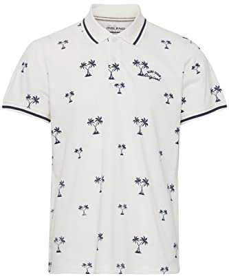 Blend 20715468 Polo Herren Poloshirt Polohemd Palmenmuster Polokragen Regular Fit Pique-Qualität, Größe:M, Farbe:Snow White (110602)