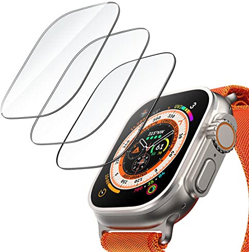 JETech Protector de Pantalla para Apple Watch Ultra 2/1 49 mm, Cristal Vidrio Templado, HD Transparente, 3 Unidades