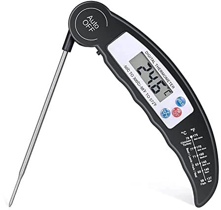 Auroh Food Thermometer with High Accuracy, Digital Cooking Thermometer with Foldable Long Probe + LCD Display, Instant Read Meat Thermometers for Kitchen Cooking, BBQ, Milk