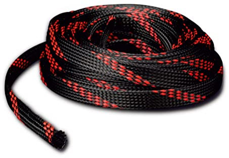 EMPHASER ESP-RSL12 – dehnbarer Netzgewebe Kabelschlauch, Nylon Geflechtschlauch, Ø 6,5 – 19 mm, Car Audio Gewebe Kabelschutz mit 15 m Länge